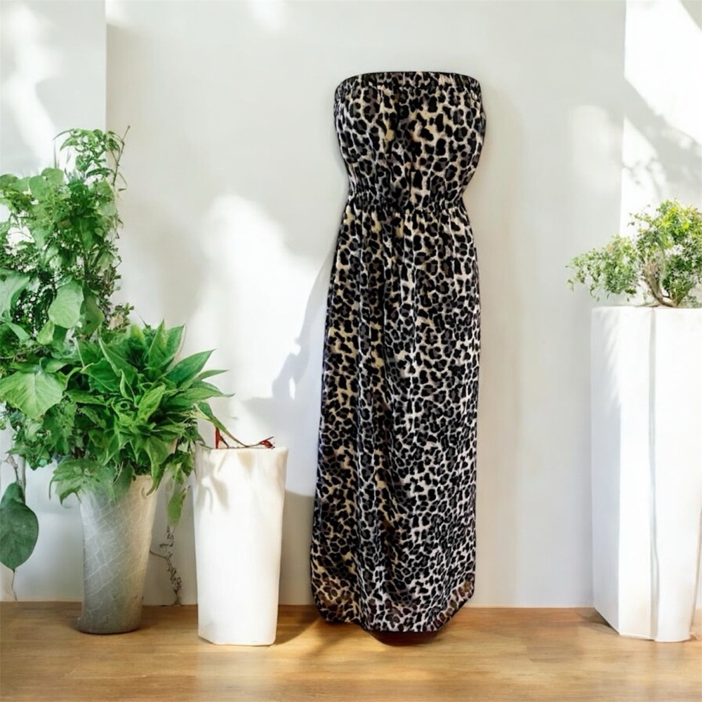 Vintage 70s Style Cheetah Animal Print Mob Wives Maxi Dress Sm Forever 21 Jaguar